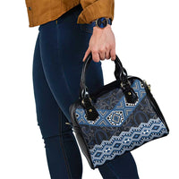 New Zealand Aotearoa Shoulder Handbag Blue Taniko Art Maori Pattern LT05 - Polynesian Pride