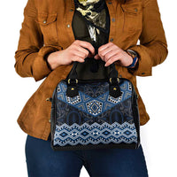 New Zealand Aotearoa Shoulder Handbag Blue Taniko Art Maori Pattern LT05 - Polynesian Pride