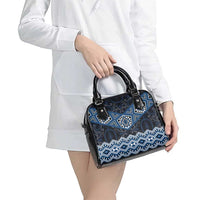 New Zealand Aotearoa Shoulder Handbag Blue Taniko Art Maori Pattern LT05 - Polynesian Pride