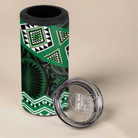 New Zealand Aotearoa 4 in 1 Can Cooler Tumbler Green Taniko Art Maori Pattern LT05 - Polynesian Pride