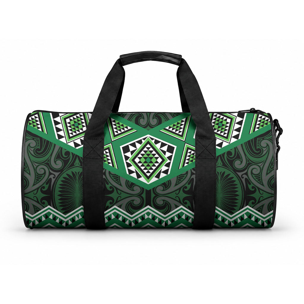 New Zealand Aotearoa Duffle Bag Green Taniko Art Maori Pattern LT05 One size Green - Polynesian Pride
