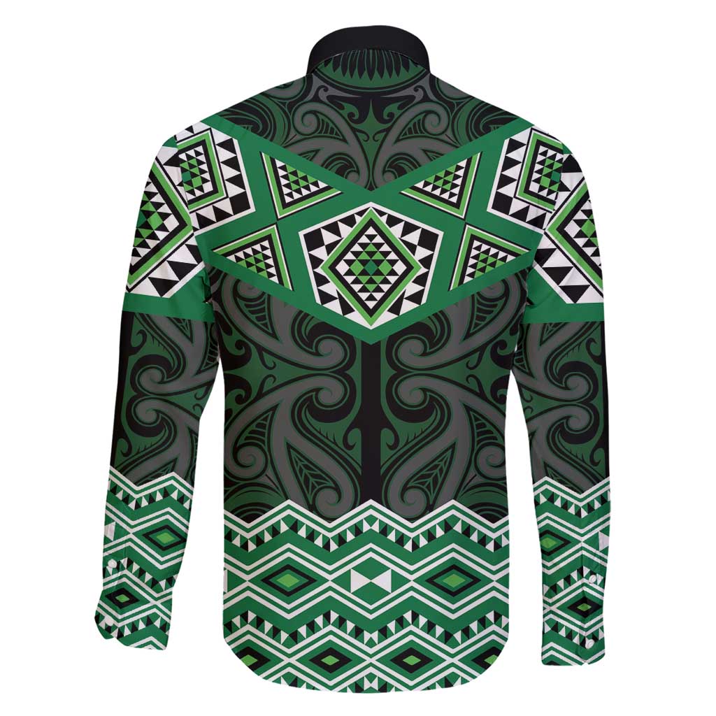 New Zealand Aotearoa Family Matching Short Sleeve Bodycon Dress and Hawaiian Shirt Green Taniko Art Maori Pattern LT05 - Polynesian Pride