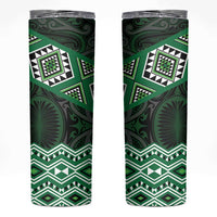 New Zealand Aotearoa Skinny Tumbler Green Taniko Art Maori Pattern LT05 Green - Polynesian Pride