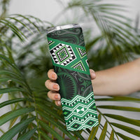 New Zealand Aotearoa Skinny Tumbler Green Taniko Art Maori Pattern LT05 - Polynesian Pride