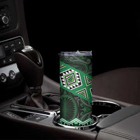 New Zealand Aotearoa Skinny Tumbler Green Taniko Art Maori Pattern LT05 - Polynesian Pride