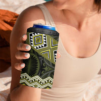 New Zealand Aotearoa 4 in 1 Can Cooler Tumbler Yellow Taniko Art Maori Pattern LT05 - Polynesian Pride