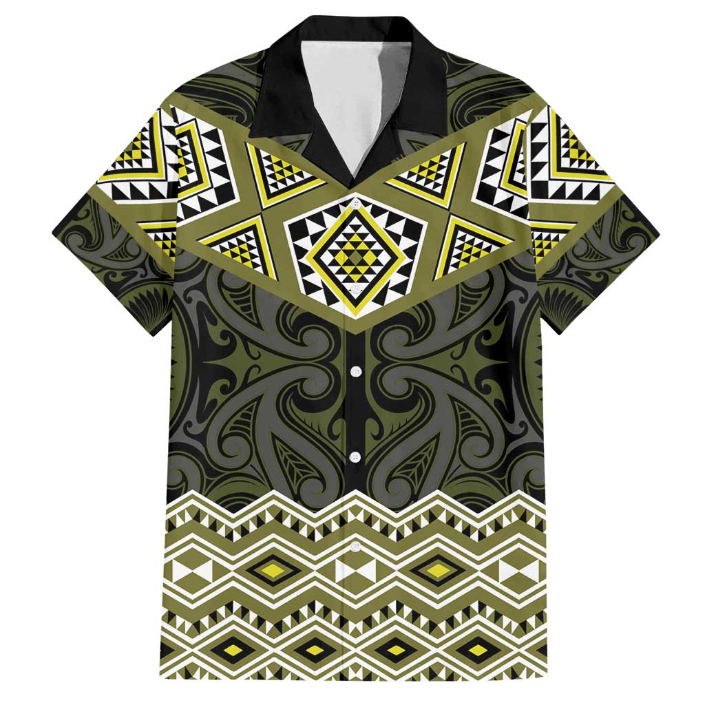 New Zealand Aotearoa Family Matching Long Sleeve Bodycon Dress and Hawaiian Shirt Yellow Taniko Art Maori Pattern LT05 Dad's Shirt - Short Sleeve Yellow - Polynesian Pride