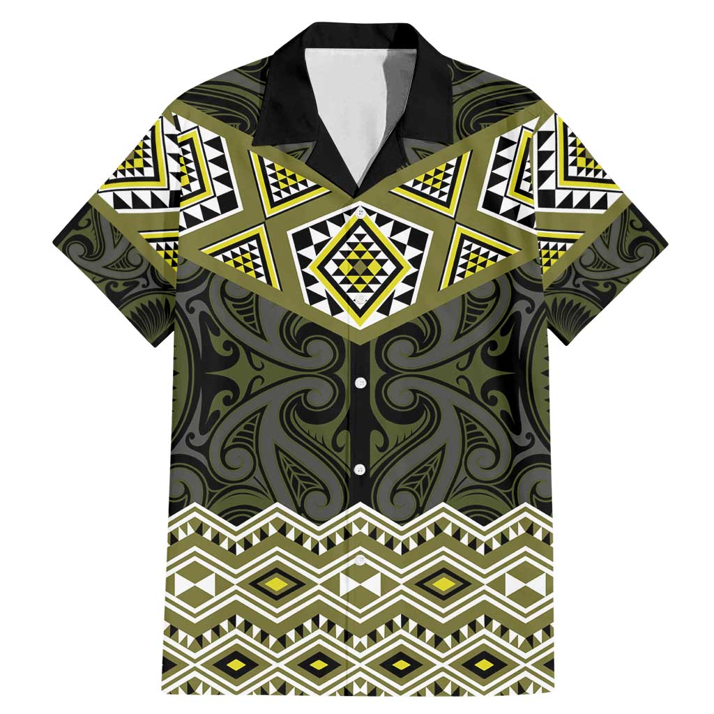 New Zealand Aotearoa Family Matching Mermaid Dress and Hawaiian Shirt Yellow Taniko Art Maori Pattern LT05 Dad's Shirt - Short Sleeve Yellow - Polynesian Pride