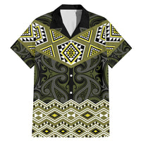 New Zealand Aotearoa Family Matching Mermaid Dress and Hawaiian Shirt Yellow Taniko Art Maori Pattern LT05 Dad's Shirt - Short Sleeve Yellow - Polynesian Pride