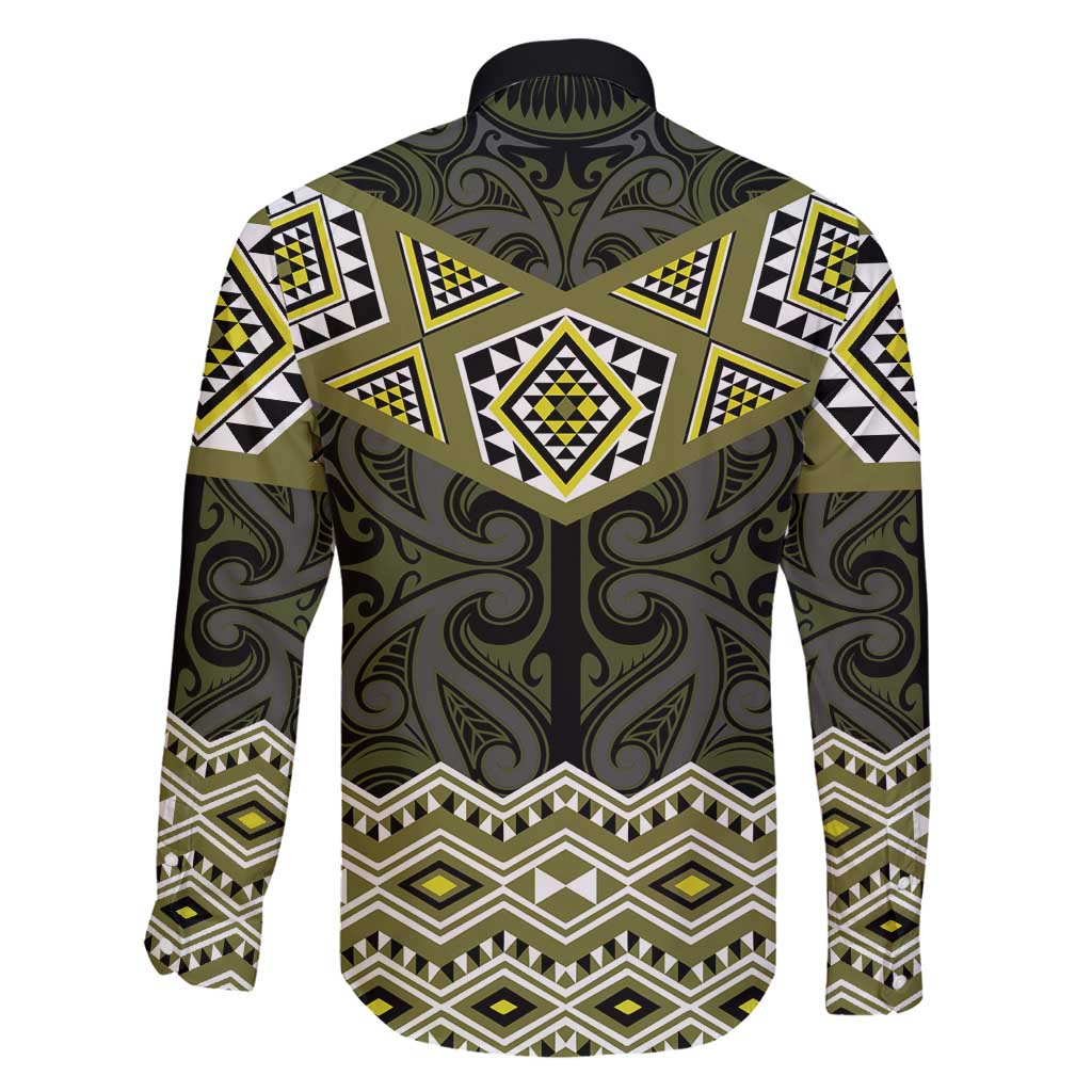 New Zealand Aotearoa Family Matching Off Shoulder Short Dress and Hawaiian Shirt Yellow Taniko Art Maori Pattern LT05 - Polynesian Pride