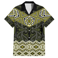 New Zealand Aotearoa Family Matching Short Sleeve Bodycon Dress and Hawaiian Shirt Yellow Taniko Art Maori Pattern LT05 Dad's Shirt - Short Sleeve Yellow - Polynesian Pride