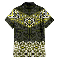 New Zealand Aotearoa Family Matching Short Sleeve Bodycon Dress and Hawaiian Shirt Yellow Taniko Art Maori Pattern LT05 - Polynesian Pride