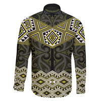 New Zealand Aotearoa Family Matching Short Sleeve Bodycon Dress and Hawaiian Shirt Yellow Taniko Art Maori Pattern LT05 - Polynesian Pride
