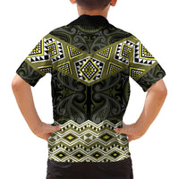 New Zealand Aotearoa Family Matching Summer Maxi Dress and Hawaiian Shirt Yellow Taniko Art Maori Pattern LT05 - Polynesian Pride