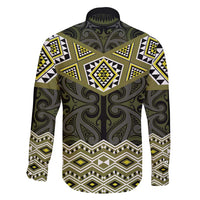 New Zealand Aotearoa Family Matching Tank Maxi Dress and Hawaiian Shirt Yellow Taniko Art Maori Pattern LT05 - Polynesian Pride