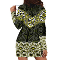 New Zealand Aotearoa Hoodie Dress Yellow Taniko Art Maori Pattern LT05 - Polynesian Pride