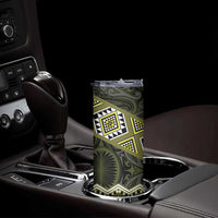 New Zealand Aotearoa Skinny Tumbler Yellow Taniko Art Maori Pattern LT05 - Polynesian Pride