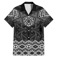 New Zealand Aotearoa Family Matching Mermaid Dress and Hawaiian Shirt Black Taniko Art Maori Pattern LT05 Dad's Shirt - Short Sleeve Black - Polynesian Pride