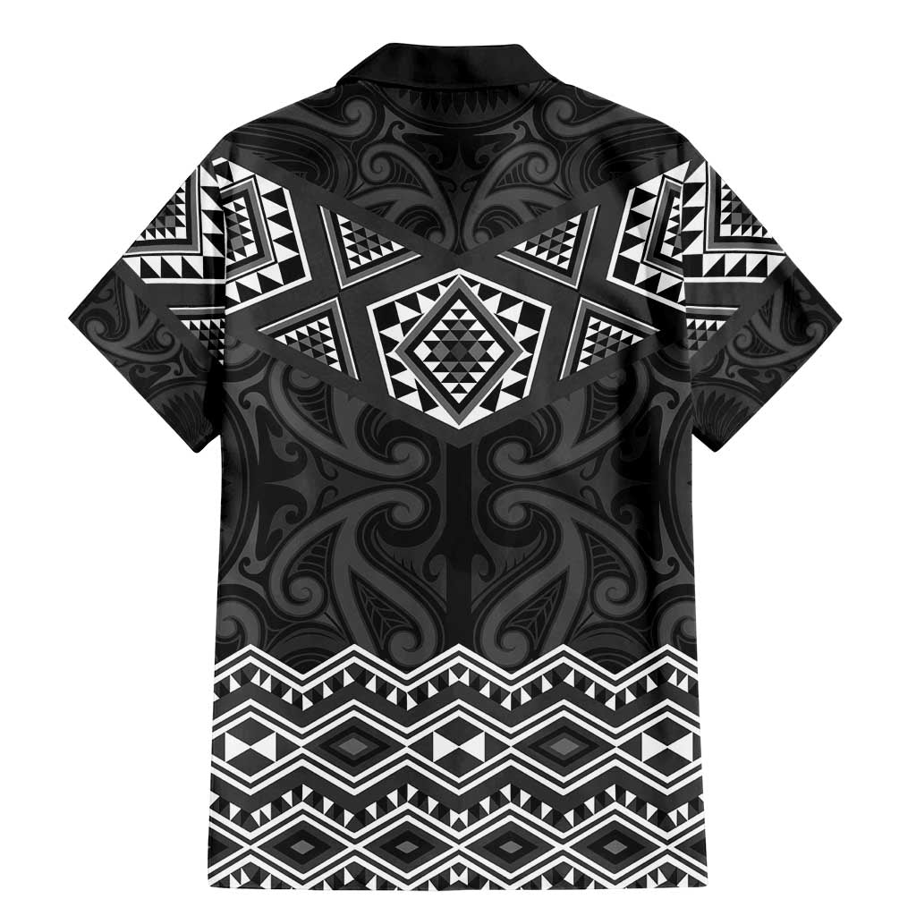 New Zealand Aotearoa Family Matching Mermaid Dress and Hawaiian Shirt Black Taniko Art Maori Pattern LT05 - Polynesian Pride