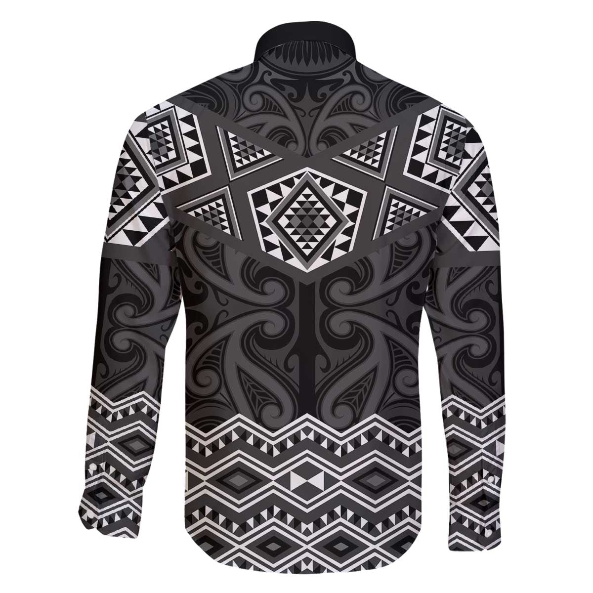 New Zealand Aotearoa Family Matching Off The Shoulder Long Sleeve Dress and Hawaiian Shirt Black Taniko Art Maori Pattern LT05 - Polynesian Pride