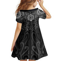 New Zealand Aotearoa Family Matching Off Shoulder Maxi Dress and Hawaiian Shirt Black Taniko Art Maori Pattern LT05 - Polynesian Pride