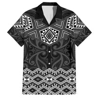 New Zealand Aotearoa Family Matching Off Shoulder Short Dress and Hawaiian Shirt Black Taniko Art Maori Pattern LT05 Dad's Shirt - Short Sleeve Black - Polynesian Pride