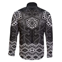 New Zealand Aotearoa Family Matching Off Shoulder Short Dress and Hawaiian Shirt Black Taniko Art Maori Pattern LT05 - Polynesian Pride