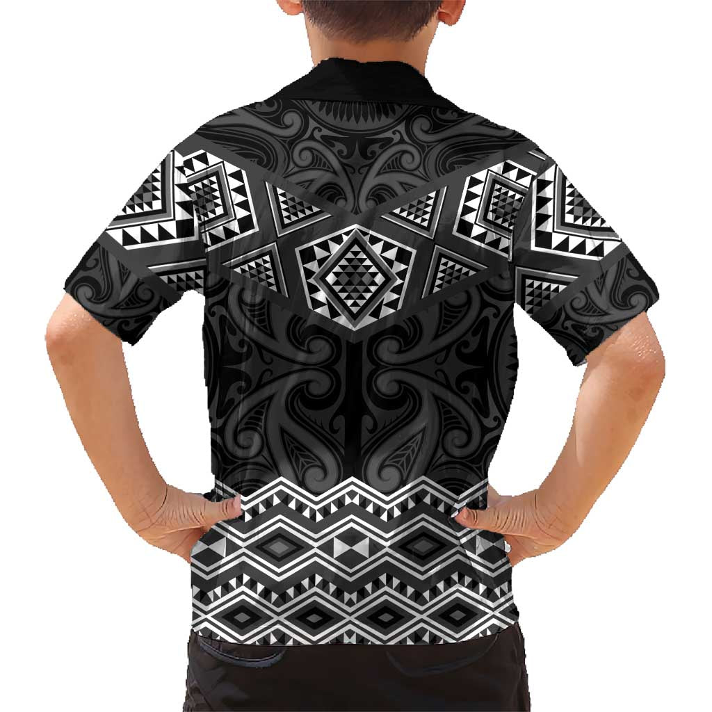 New Zealand Aotearoa Hawaiian Shirt Black Taniko Art Maori Pattern