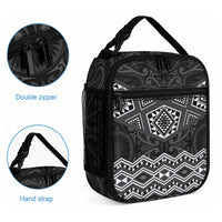 New Zealand Aotearoa Lunch Bag Black Taniko Art Maori Pattern LT05 - Polynesian Pride