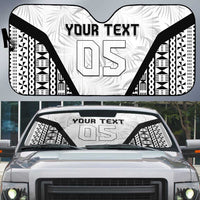 Custom Fiji 2026 Rugby Auto Sun Shade Fijian Tapa Pattern LT05 White - Polynesian Pride