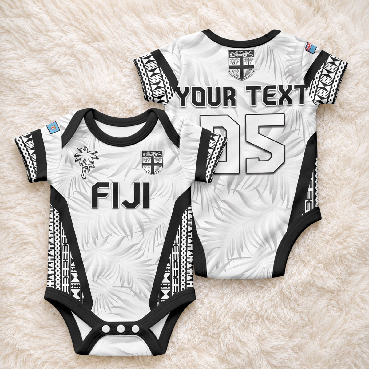 Custom Fiji 2026 Rugby Baby Onesie Fijian Tapa Pattern