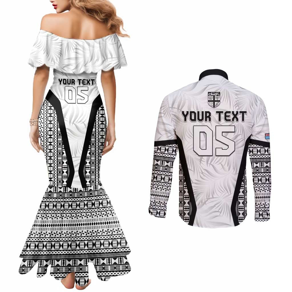 Custom Fiji 2026 Rugby Couples Matching Mermaid Dress and Long Sleeve Button Shirt Fijian Tapa Pattern LT05 - Polynesian Pride