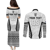 Custom Fiji 2026 Rugby Couples Matching Puletasi and Long Sleeve Button Shirt Fijian Tapa Pattern