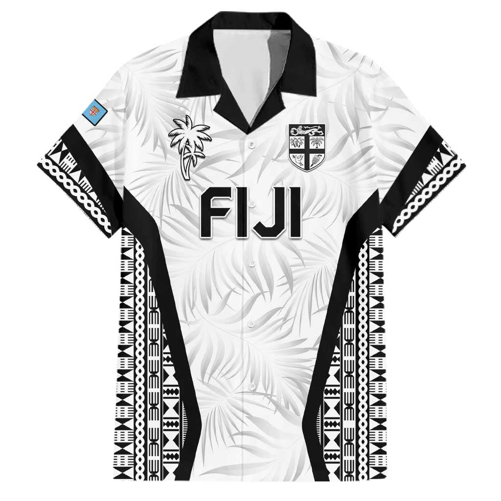 Custom Fiji 2026 Rugby Family Matching Off Shoulder Maxi Dress and Hawaiian Shirt Fijian Tapa Pattern LT05 Dad's Shirt - Short Sleeve White - Polynesian Pride