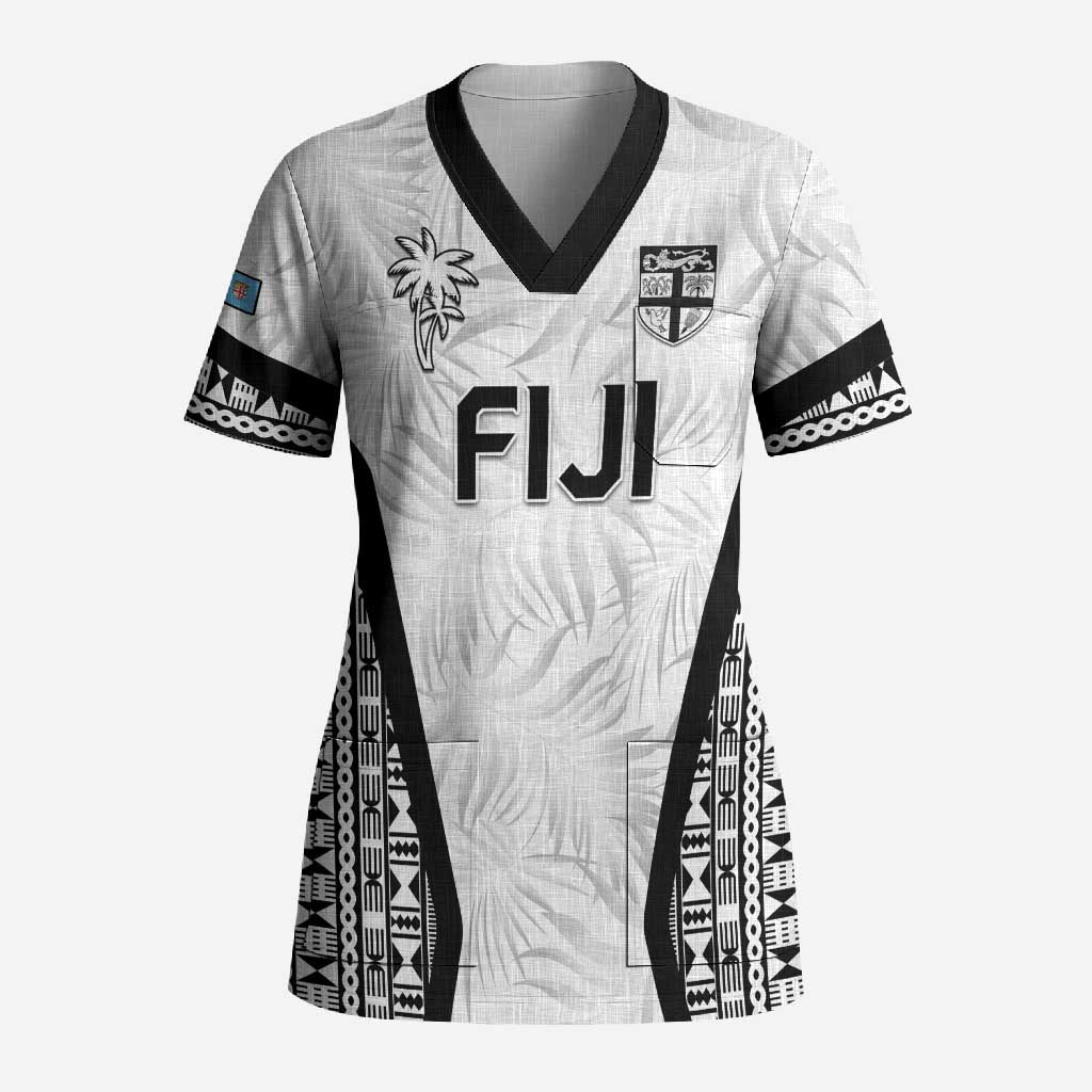 Custom Fiji 2026 Rugby Scrub Top Fijian Tapa Pattern