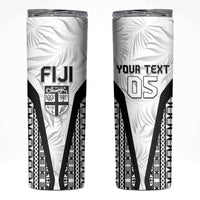 Custom Fiji 2026 Rugby Skinny Tumbler Fijian Tapa Pattern LT05 White - Polynesian Pride