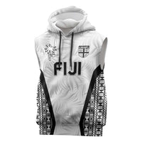 Custom Fiji 2026 Rugby Sleeveless Hoodie Fijian Tapa Pattern LT05 White - Polynesian Pride