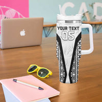 Custom Fiji 2026 Rugby Tumbler With Handle Fijian Tapa Pattern