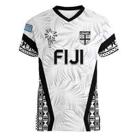 Custom Fiji 2026 Rugby Women V-Neck T-Shirt Fijian Tapa Pattern LT05 Female White - Polynesian Pride