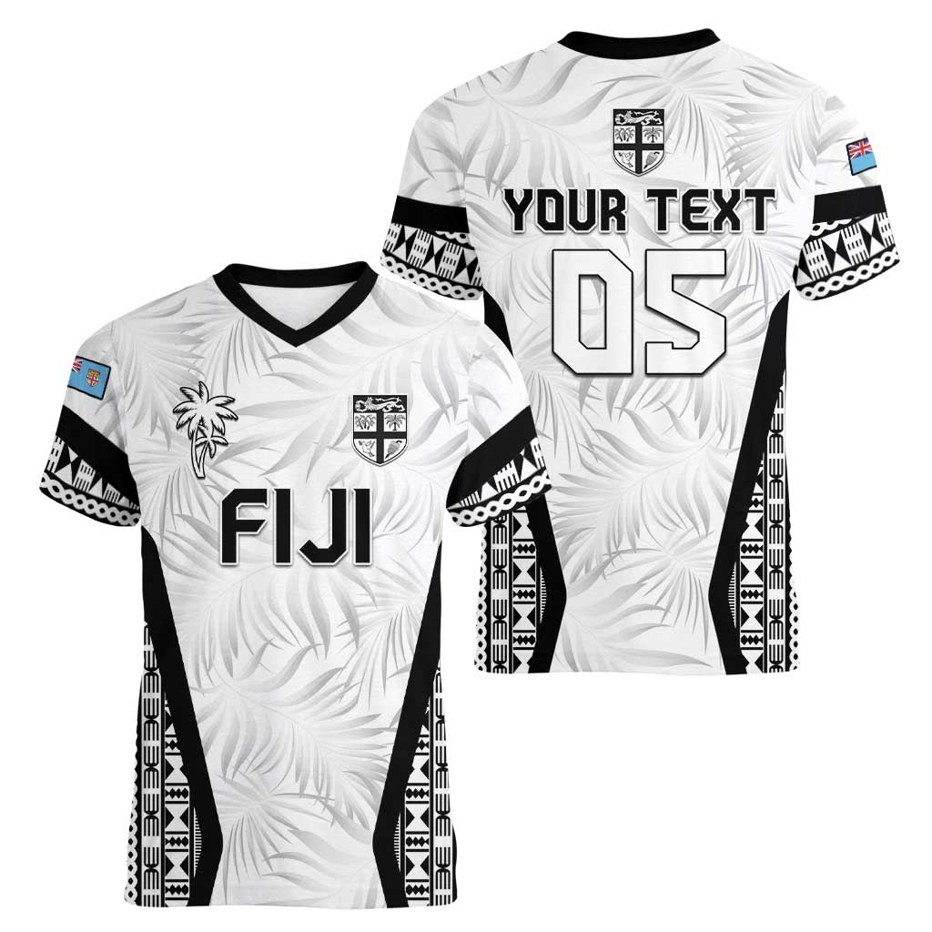 Custom Fiji 2026 Rugby Women V-Neck T-Shirt Fijian Tapa Pattern LT05 - Polynesian Pride