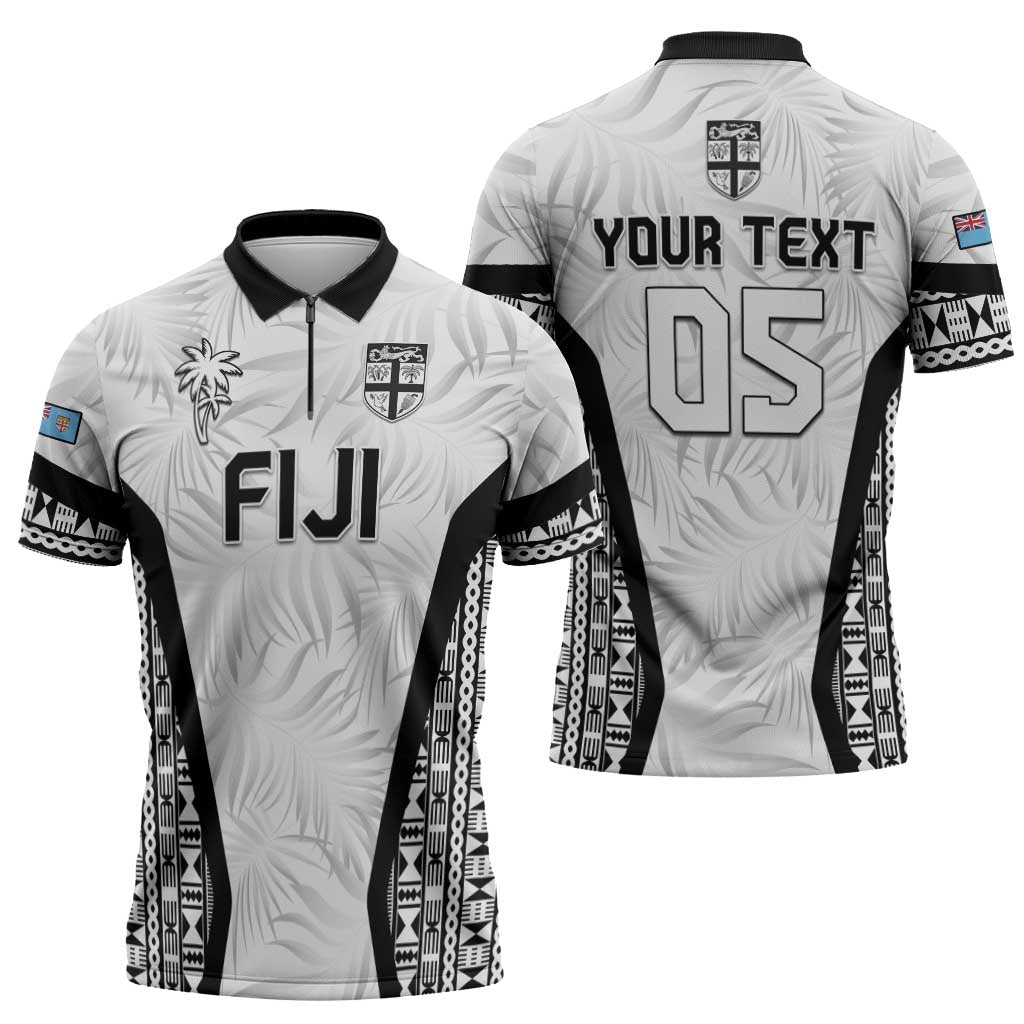 Custom Fiji 2026 Rugby Zipper Polo Shirt Fijian Tapa Pattern