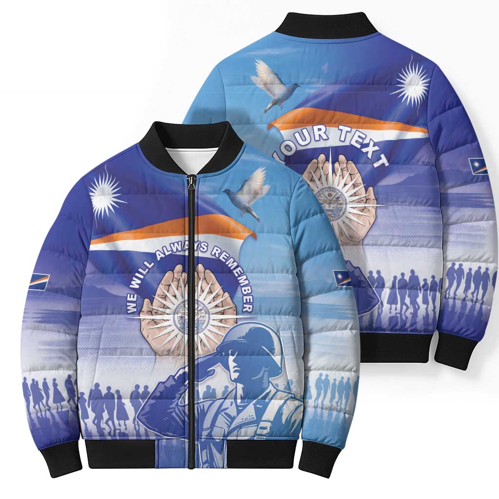 Personalised Marshall Islands Remembrance Day Bomber Puffer Jacket We Will Always Remember