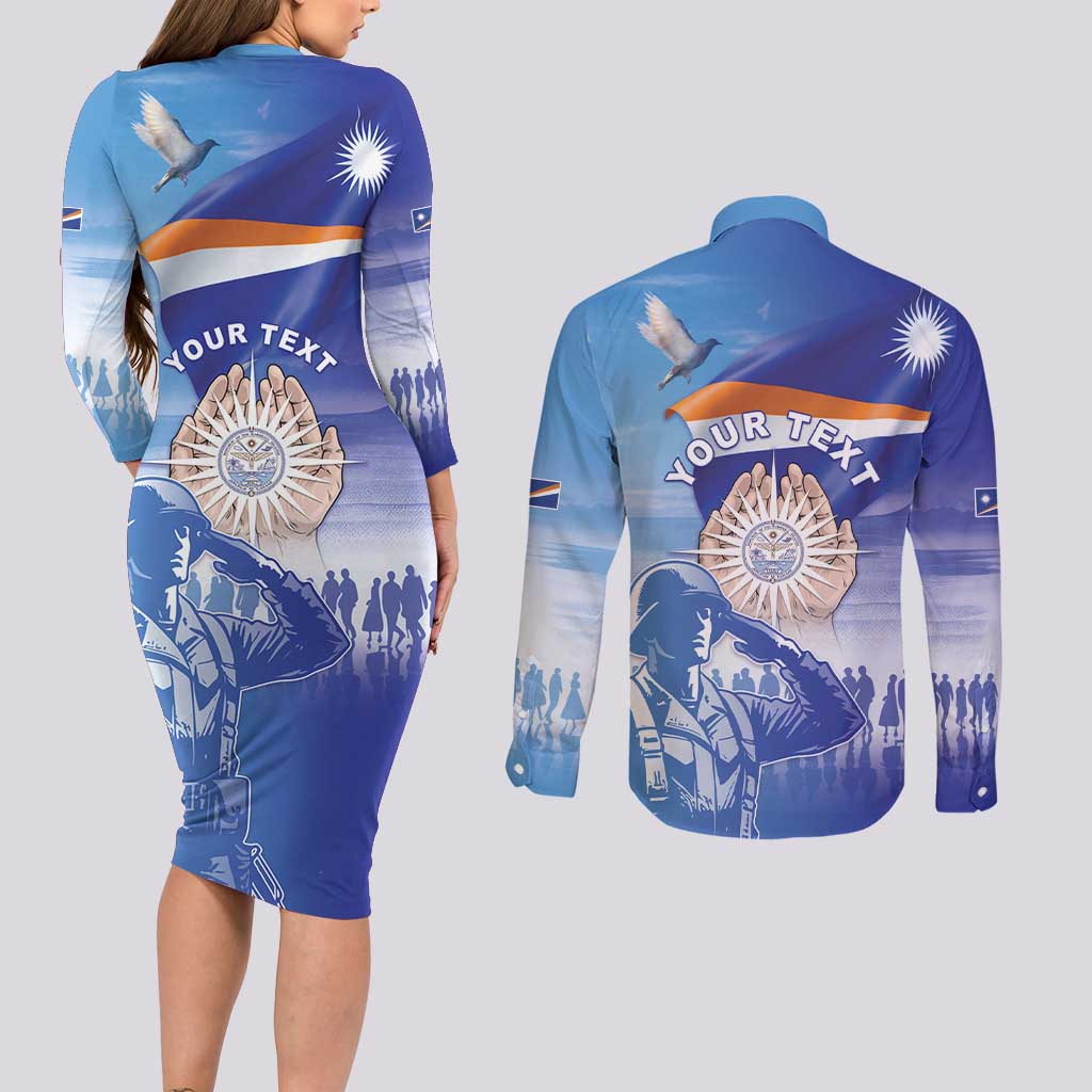 Personalised Marshall Islands Remembrance Day Couples Matching Long Sleeve Bodycon Dress and Long Sleeve Button Shirt We Will Always Remember