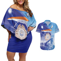 Personalised Marshall Islands Remembrance Day Couples Matching Off Shoulder Short Dress and Hawaiian Shirt We Will Always Remember