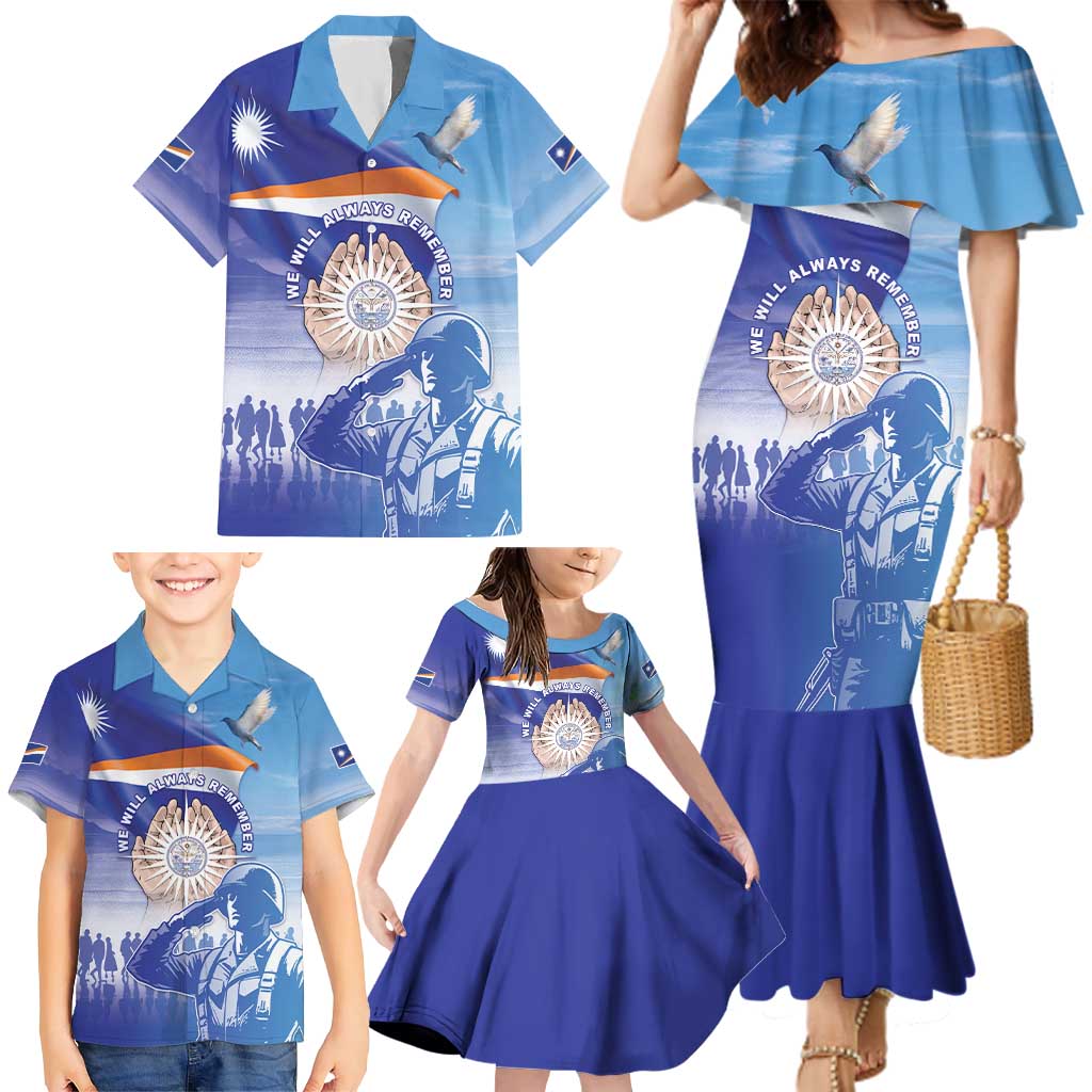 Personalised Marshall Islands Remembrance Day Family Matching Mermaid Dress and Hawaiian Shirt We Will Always Remember LT05 - Polynesian Pride