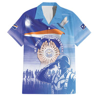 Personalised Marshall Islands Remembrance Day Family Matching Off The Shoulder Long Sleeve Dress and Hawaiian Shirt We Will Always Remember LT05 Dad's Shirt - Short Sleeve Blue - Polynesian Pride