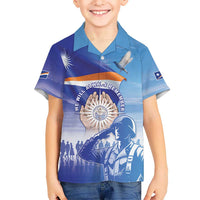 Personalised Marshall Islands Remembrance Day Family Matching Off The Shoulder Long Sleeve Dress and Hawaiian Shirt We Will Always Remember LT05 Son's Shirt Blue - Polynesian Pride