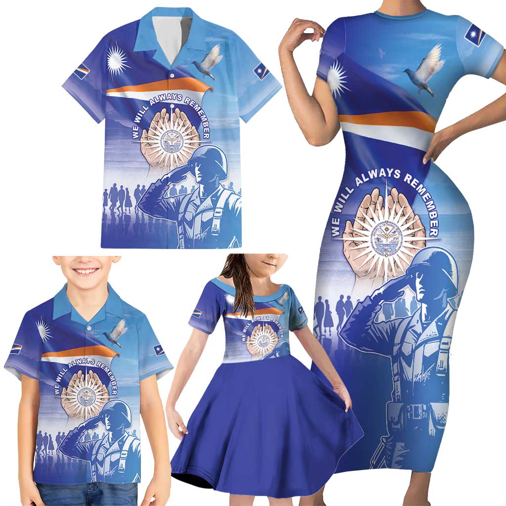 Personalised Marshall Islands Remembrance Day Family Matching Short Sleeve Bodycon Dress and Hawaiian Shirt We Will Always Remember LT05 - Polynesian Pride