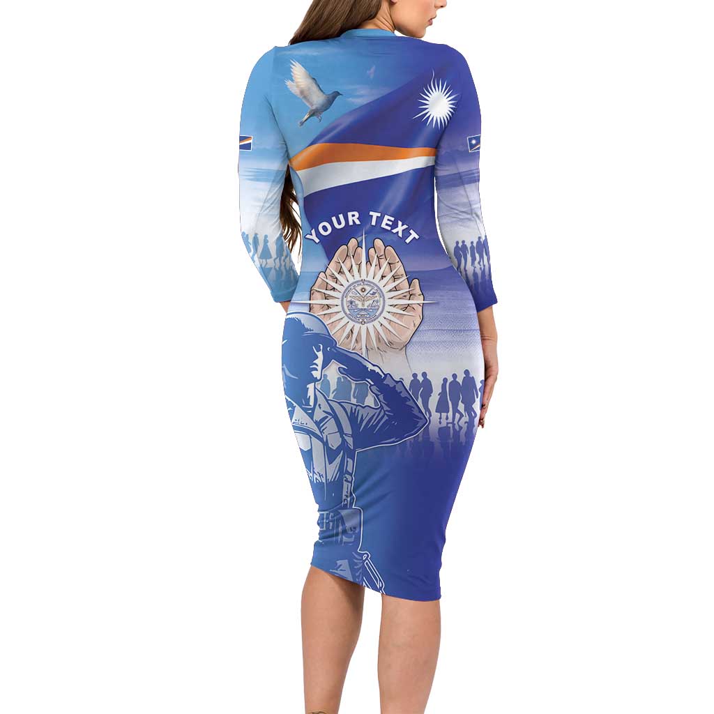 Personalised Marshall Islands Remembrance Day Long Sleeve Bodycon Dress We Will Always Remember LT05 - Polynesian Pride