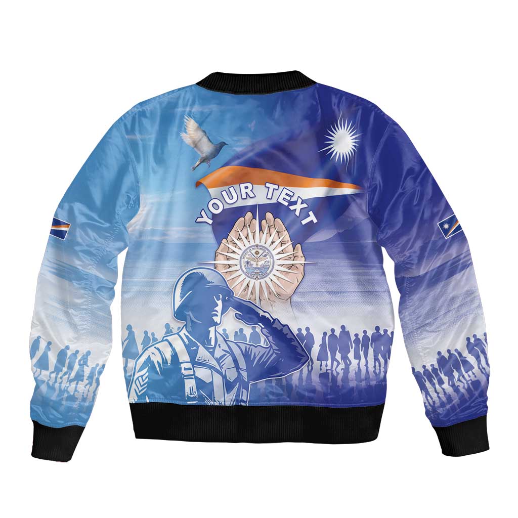 Personalised Marshall Islands Remembrance Day Sleeve Zip Bomber Jacket We Will Always Remember